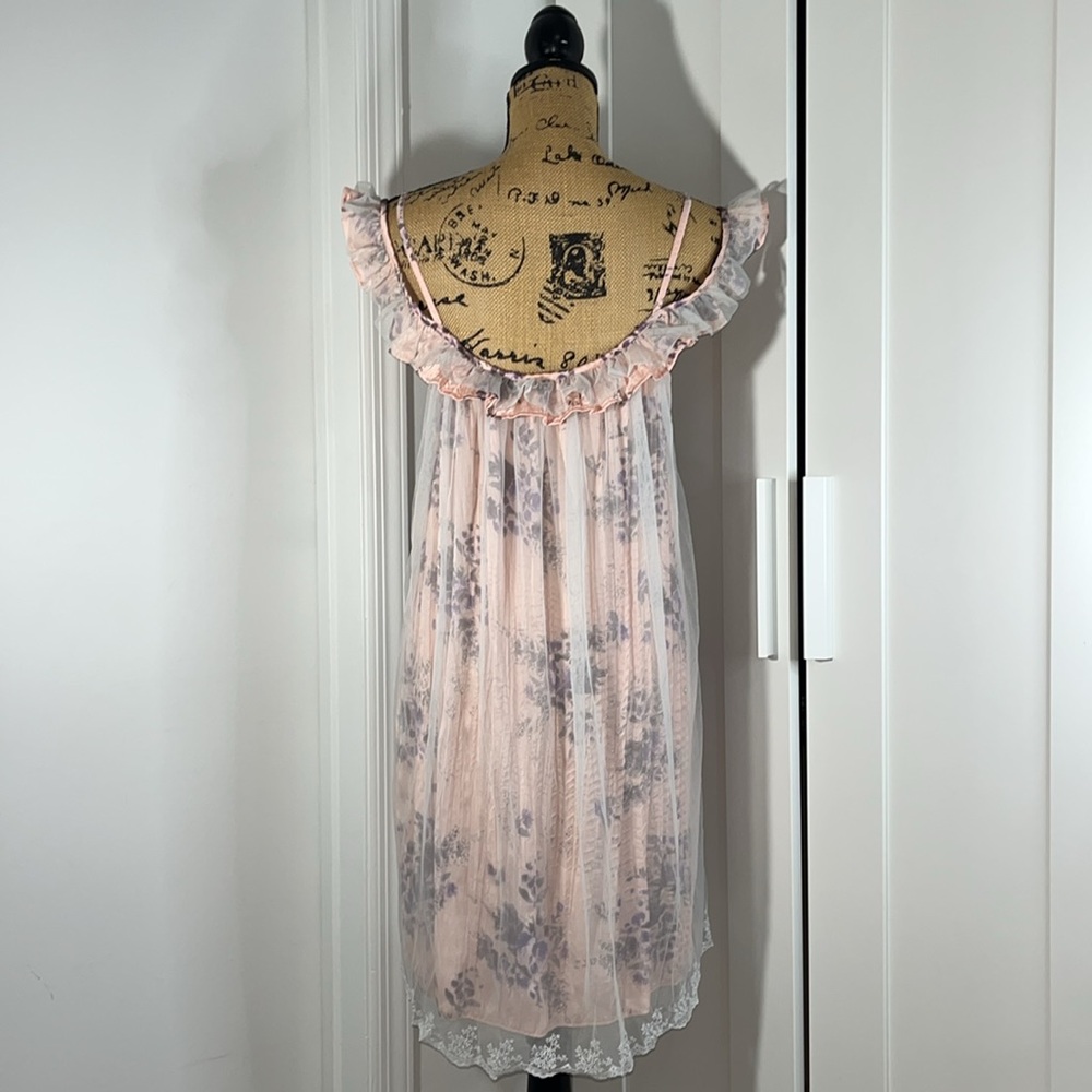 Intimately Free People Peach Floral Tulle Lace Ruffled Dress - Picture 7 of 11